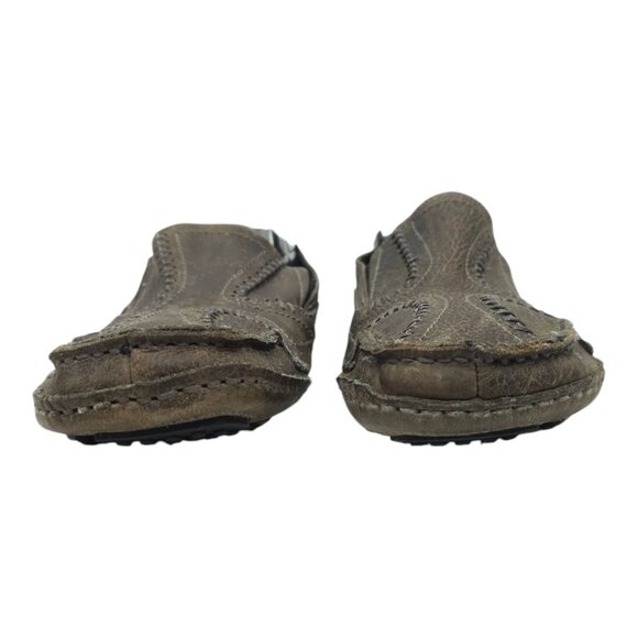 Bed Stu Distressed Leather Stitched Driving Mocs Mens 12 Gray Slip On Loafer - Picture 5 of 16